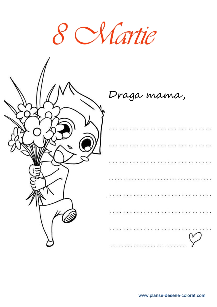 desene de colorat de ziua mamei scrisoare